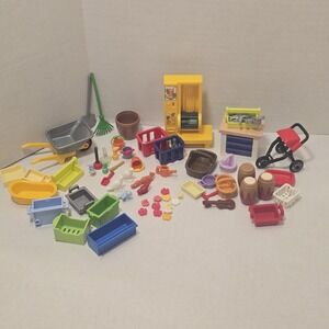 Playmobil Accessories Lot 60+ Pieces Food Drink Farm Tools Animals Music Flowers